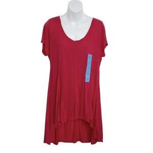 RXB Top Womens Size Large Pink Tunic Jersey Knit‎ Hi-Lo V-Neck Short Sleeved NEW
